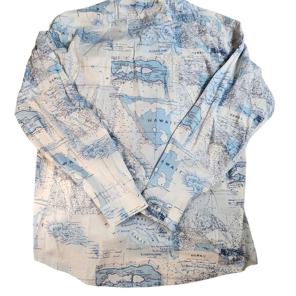 Tori Richard Mens Long Sleeve Hawaiian Map Shirt Cotton/Spandex 3XL - Picture 2 of 6